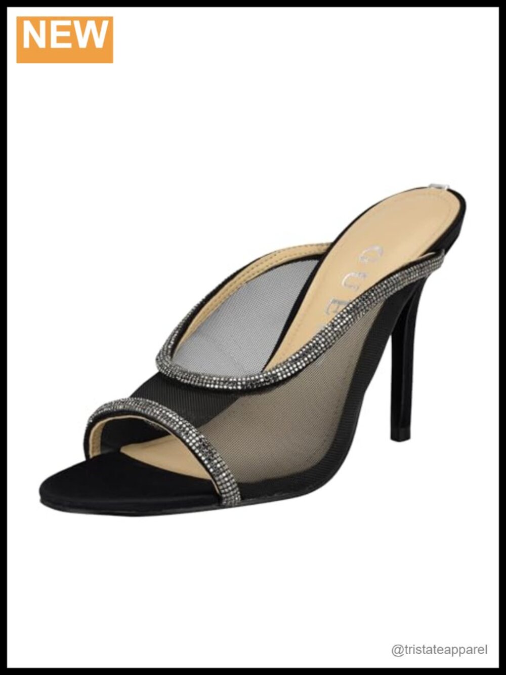Stiletto Heel Open Almond Toe Slide Sandal Satin Faux-Leather Dressy